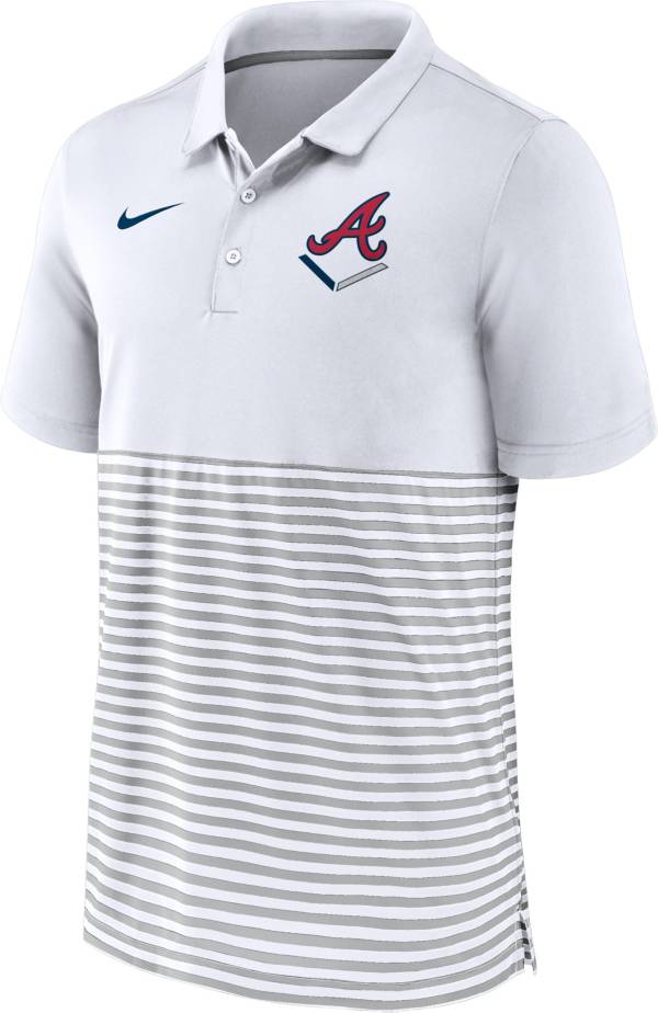 Nike Men's Atlanta Braves Stripe Navy Polo