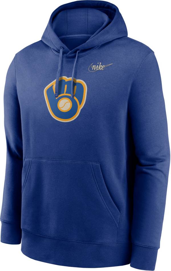 Nike Men's Milwaukee Brewers Blue Cooperstown Club Pullover Hoodie