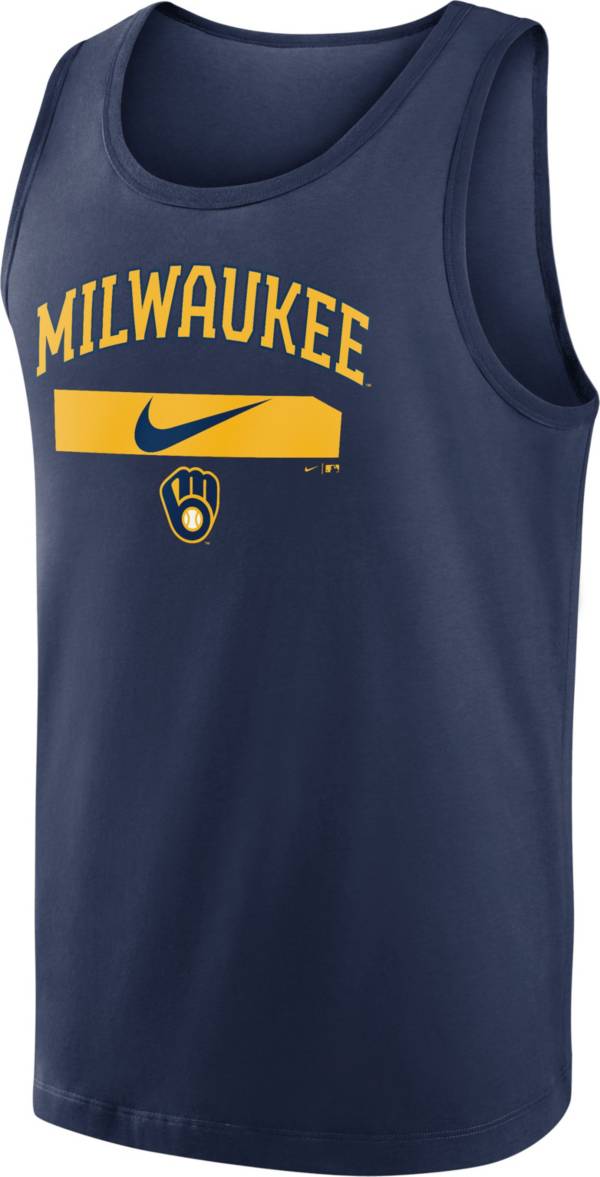 Nike Men's Milwaukee Brewers Navy Cotton Tank Top