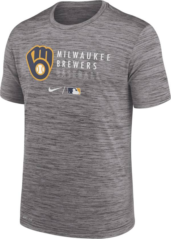 Nike Men's Milwaukee Brewers Grey Authentic Collection Velocity Practice T-Shirt product image