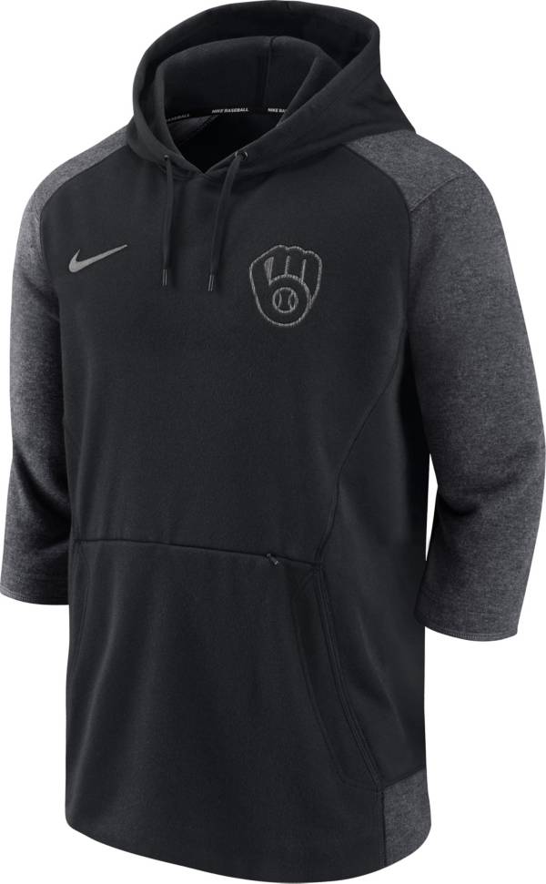 Nike Men's Milwaukee Brewers Gray ¾ Flux Hoodie