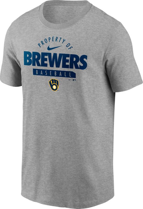 Nike Men's Milwaukee Brewers Grey ‘Property Of' T-Shirt product image