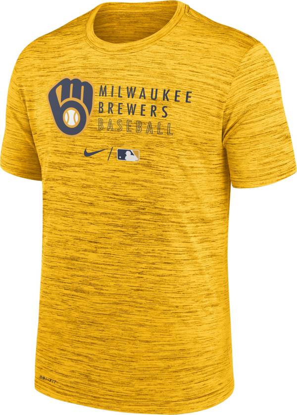 Nike Men's Milwaukee Brewers Yellow Authentic Collection Velocity Practice T-Shirt product image