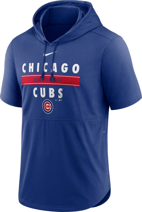 Nike Men's Chicago Cubs Blue Short Sleeve Pullover Hoodie