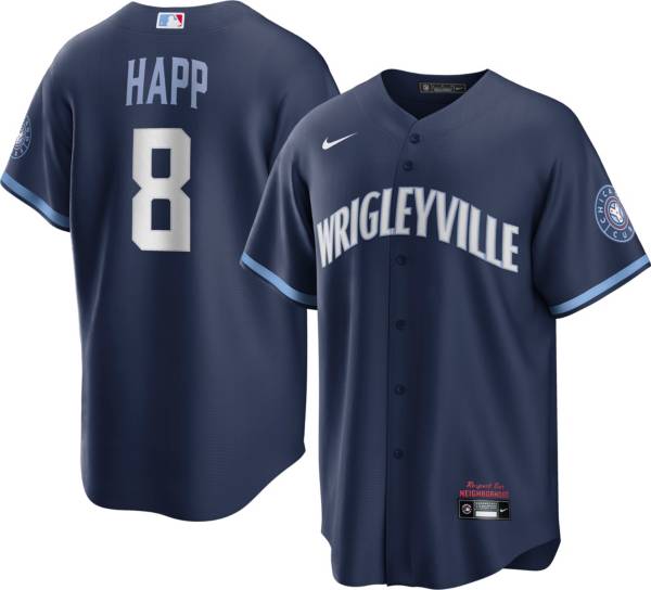 Nike Men's Chicago Cubs Ian Happ #8 Navy 2021 City Connect Cool Base Jersey