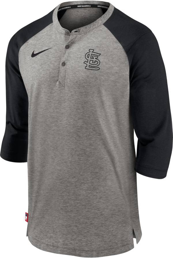 Nike Men's St. Louis Cardinals Gray Raglan Three-Quarter Sleeve T-Shirt product image
