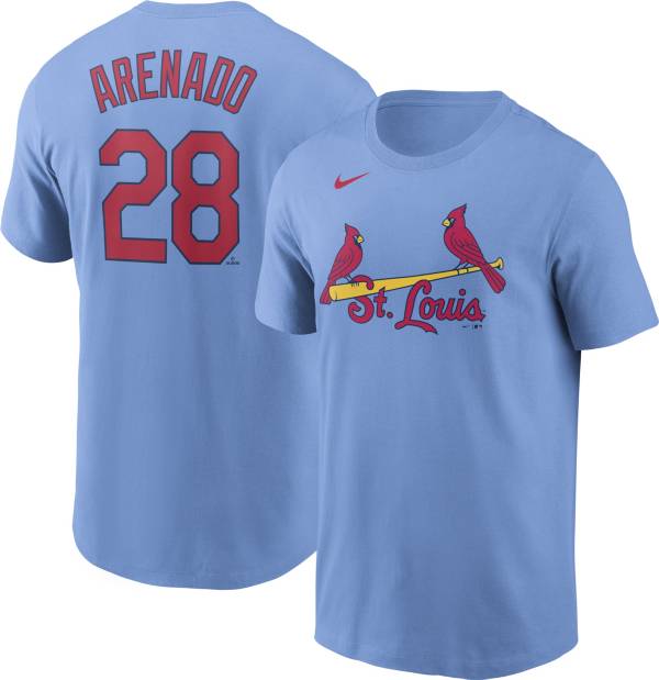 St Louis Cardinals Shirt Adult Small Blue Red MLB Athletic Baseball Nike  Mens *