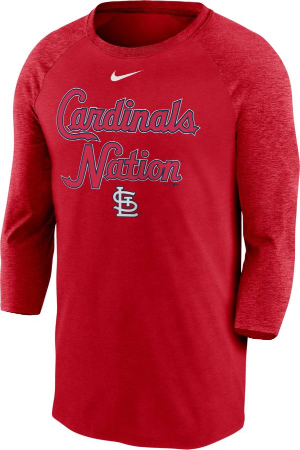 Nike Men's St. Louis Cardinals Red Local Raglan Three-Quarter Sleeve Shirt