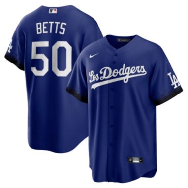 sorry, Nike Men's Los Angeles Dodgers Mookie Betts #50 Royal 2021 City Connect Cool Base Jersey is currently out of stock