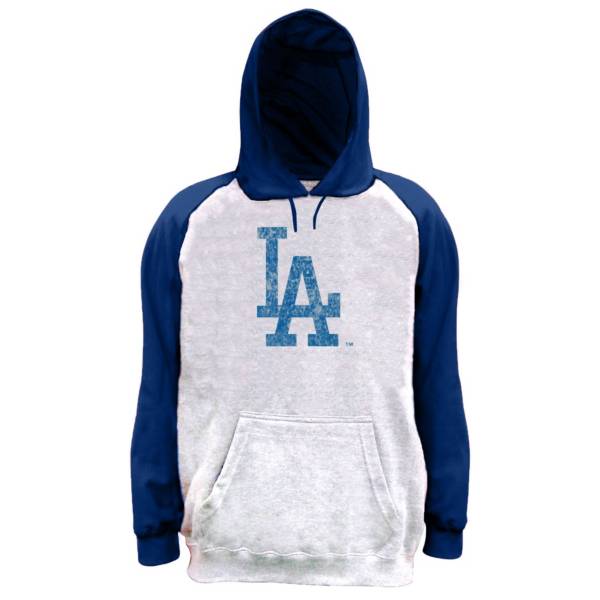 Nike Men's Big and Tall Los Angeles Dodgers Grey Raglan Sleeve Hoodie