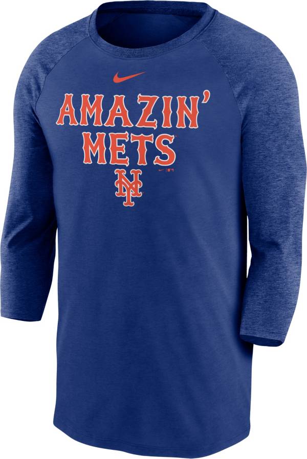 Nike Men's New York Mets Blue Local Raglan Three-Quarter Sleeve Shirt