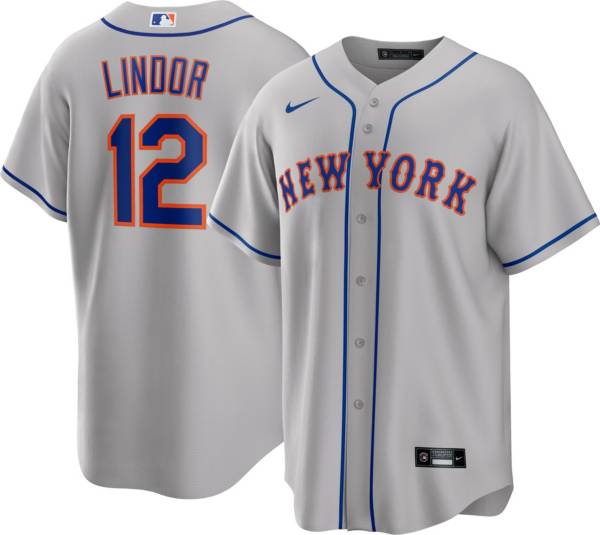 Nike Men s New York Mets Francisco Lindor 12 Grey Cool Base