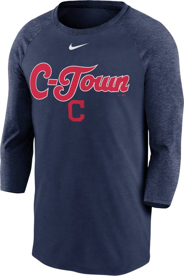 Nike Men's Cleveland Indians Navy Local Raglan Three-Quarter Sleeve Shirt