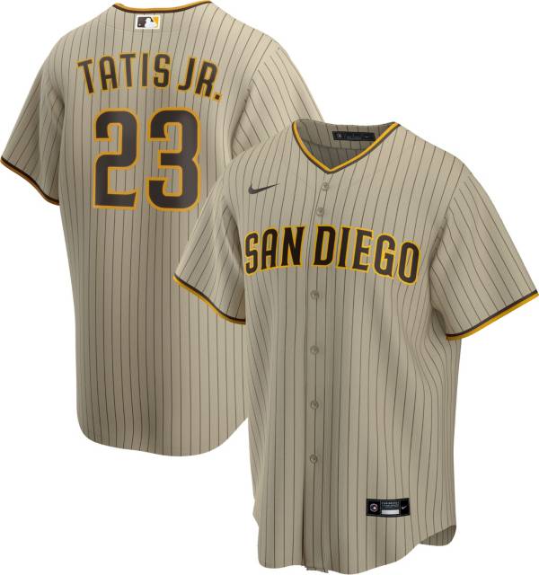 Nike Men S Replica San Diego Padres Fernando Tatis Jr 23 Cool Base Brown Pinstripe Jersey Dick S Sporting Goods