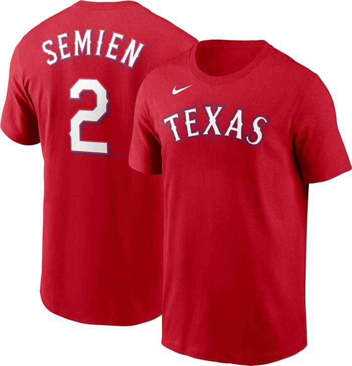 Nike Men's Texas Rangers Marcus Semien #2 Red T-Shirt