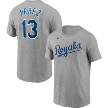 sorry, Nike Men's Kansas City Royals Salvador Pérez #13 Grey T-Shirt is currently out of stock