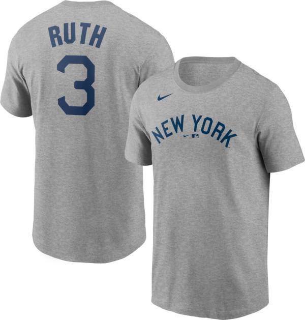 Nike Men's New York Yankees Babe Ruth #3 Grey 2021 Field of Dreams T-Shirt