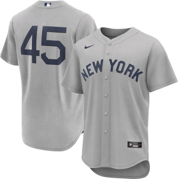 Nike Men's New York Yankees Gerrit Cole #45 Grey 2021 Field of Dreams Cool Base Jersey