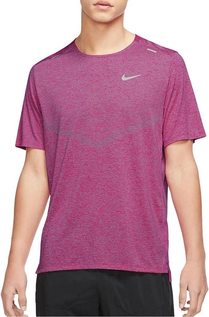 Nike Men's Dri-Fit Rise 365 Short Sleeve Running T-Shirt, XL, Active Pink