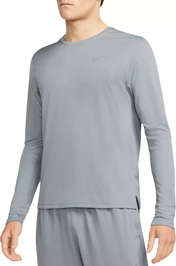 Nike, Miler Dri FIT UV Mens Long Sleeve Running T Shirt, Long Sleeve  Performance T-Shirts