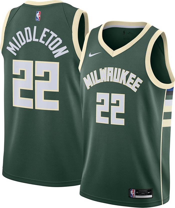 Nike Men's Milwaukee Bucks Khris Middleton #22 Green Dri-FIT Icon Edition  Jersey