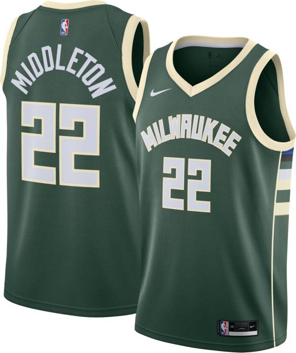 Nike Men's Milwaukee Bucks Khris Middleton #22 Green Dri-FIT Icon Edition Jersey product image