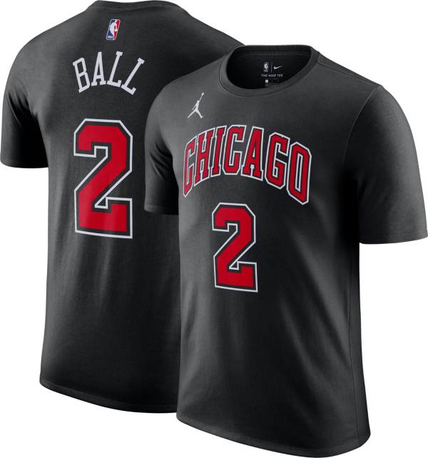 Jordan Men's Chicago Bulls Lonzo Ball #2 Black Player T-Shirt