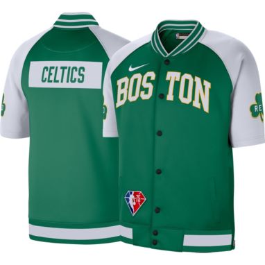 sorry, Nike Men's 2021-22 City Edition Boston Celtics Green Full Showtime Full Zip Short Sleeve Jacket is currently out of stock