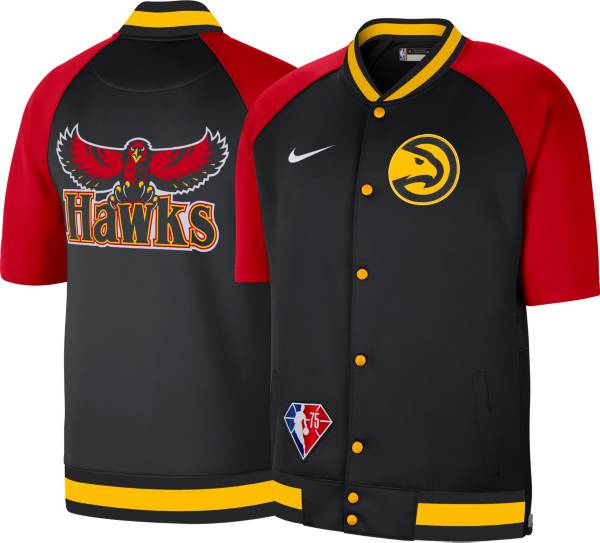 Nike Men's 2021-22 City Edition Atlanta Hawks Black Full Showtime Full Zip Short Sleeve Jacket