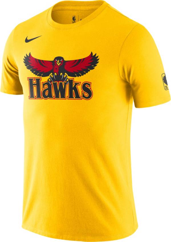 Nike Men's 2021-22 City Edition Atlanta Hawks Yellow Dri-Fit Logo T-Shirt