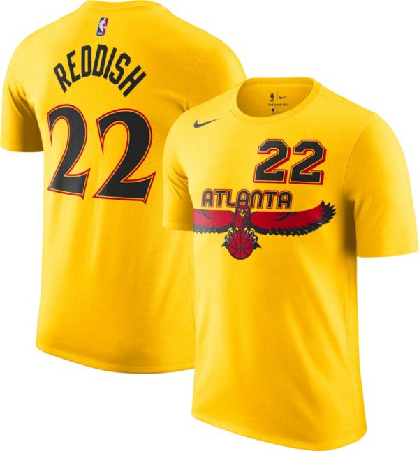 Nike Men's 2021-22 City Edition Atlanta Hawks Cam Reddish #22 Yellow Cotton T-Shirt