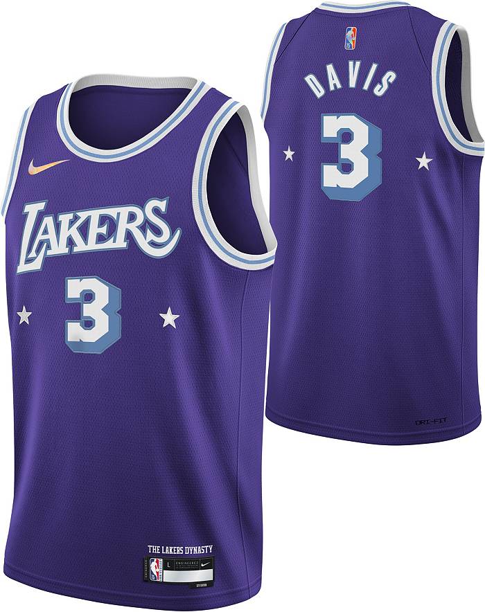 Nike Men's 2021-22 City Edition Los Angeles Lakers Anthony Davis #3 Purple  Dri-FIT Swingman Jersey