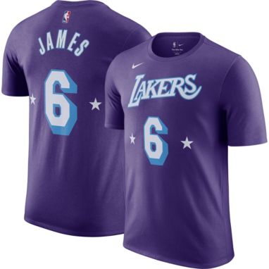 sorry, Nike Men's 2021-22 City Edition Los Angeles Lakers LeBron James #6 Purple Cotton T-Shirt is currently out of stock