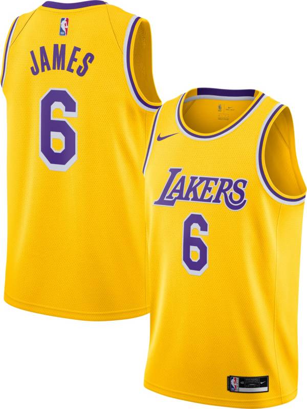 Nike Men's Los Angeles Lakers LeBron James #6 Yellow Dri-FIT Icon Edition Jersey