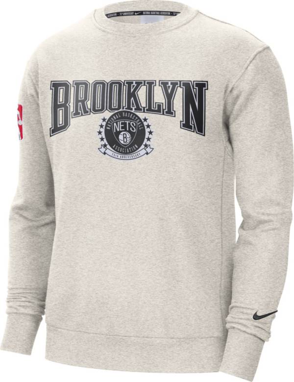 Nike Men's Brooklyn Nets Grey Fleece Crewneck Sweatshirt