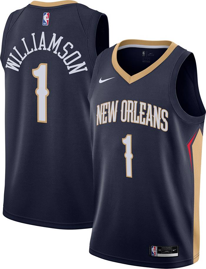 Nike Men's 2021-22 City Edition New Orleans Pelicans Zion Williamson #1 White Dri-Fit Swingman Jersey, XL