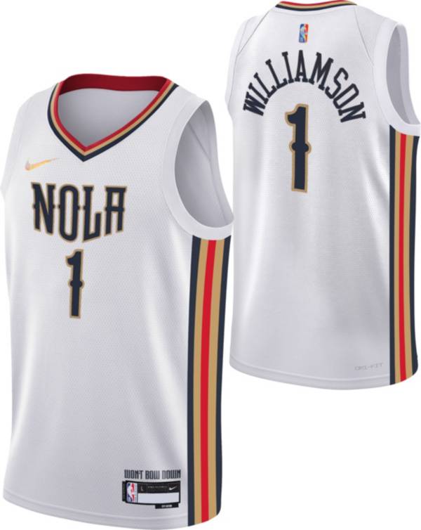 Nike Men's 2021-22 City Edition New Orleans Pelicans Zion Williamson #1 White Dri-FIT Swingman Jersey product image
