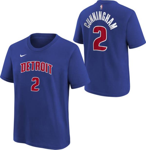 Nike Men's Detroit Pistons Cade Cunningham #2 Blue T-Shirt