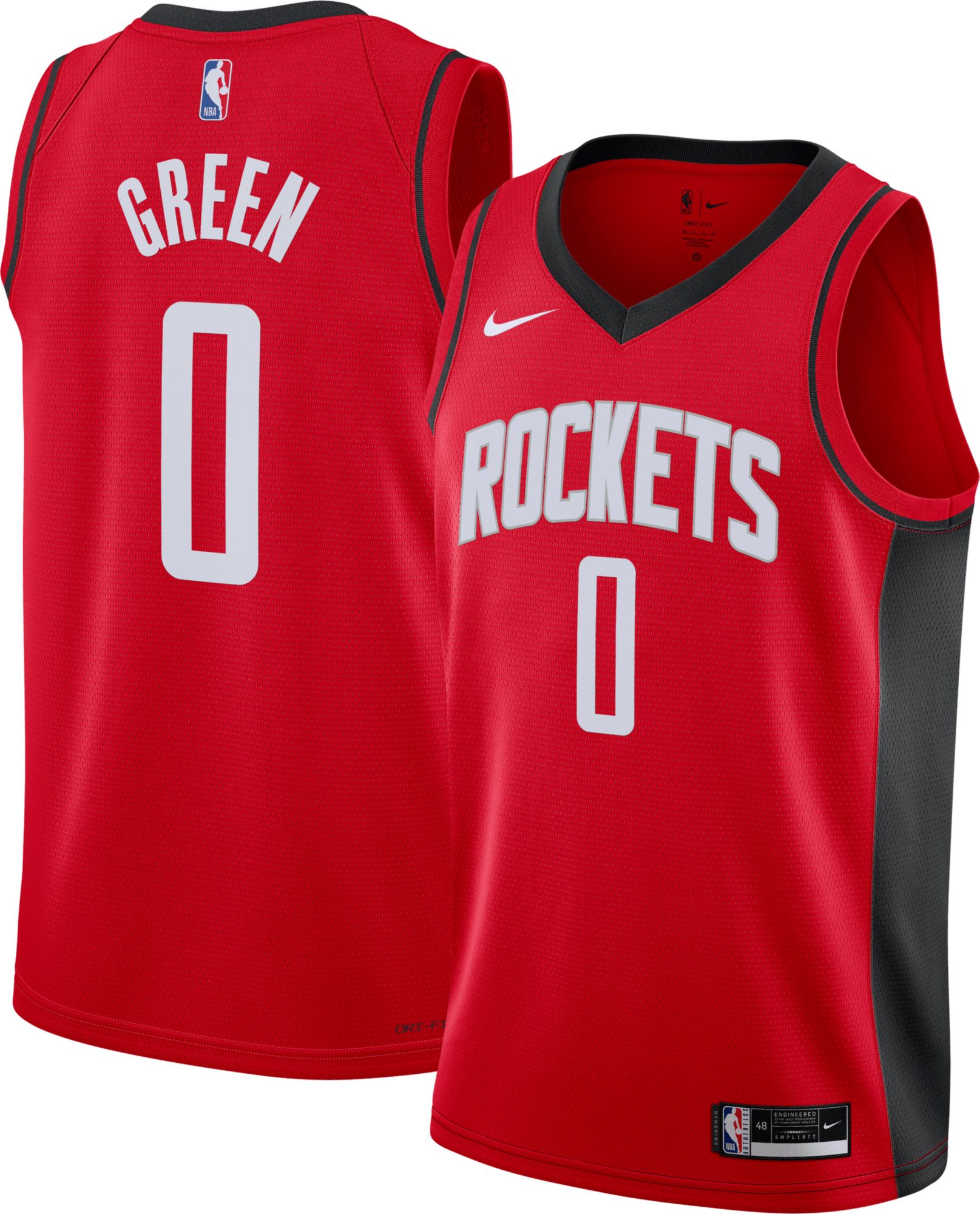 Nike Men's Houston Rockets Jalen Green #0 Red T-Shirt