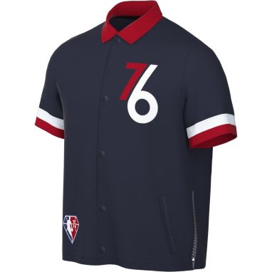 sorry, Nike Men's 2021-22 City Edition Philadelphia 76ers Blue Showtime Short Sleeve Jacket is currently out of stock