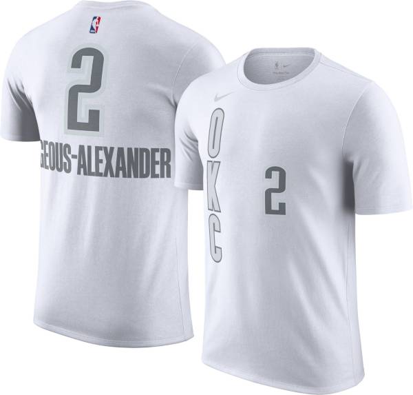 Nike Men's 2021-22 City Edition Oklahoma City Thunder Shai Gilgeous-Alexander #2 White Cotton T-Shirt