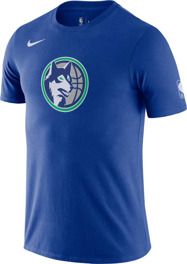 Nike Men's 2021-22 City Edition Minnesota Timberwolves Blue Dri-Fit Logo T-Shirt