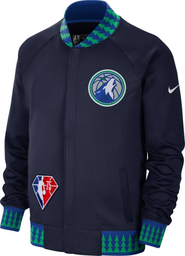 Nike Men's 2021-22 City Edition Minnesota Timberwolves Blue Full Showtime Full Zip Long Sleeve Jacket