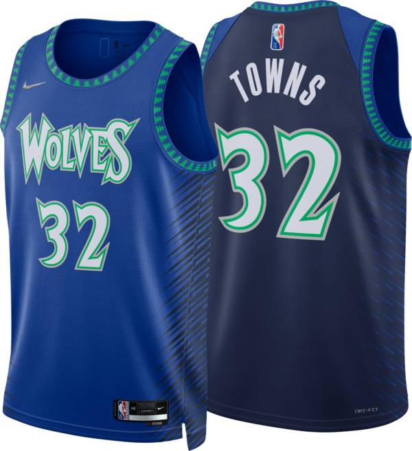 Nike Men's 2021-22 City Edition Minnesota Timberwolves Karl-Anthony Towns #32 Blue Dri-FIT Swingman Jersey