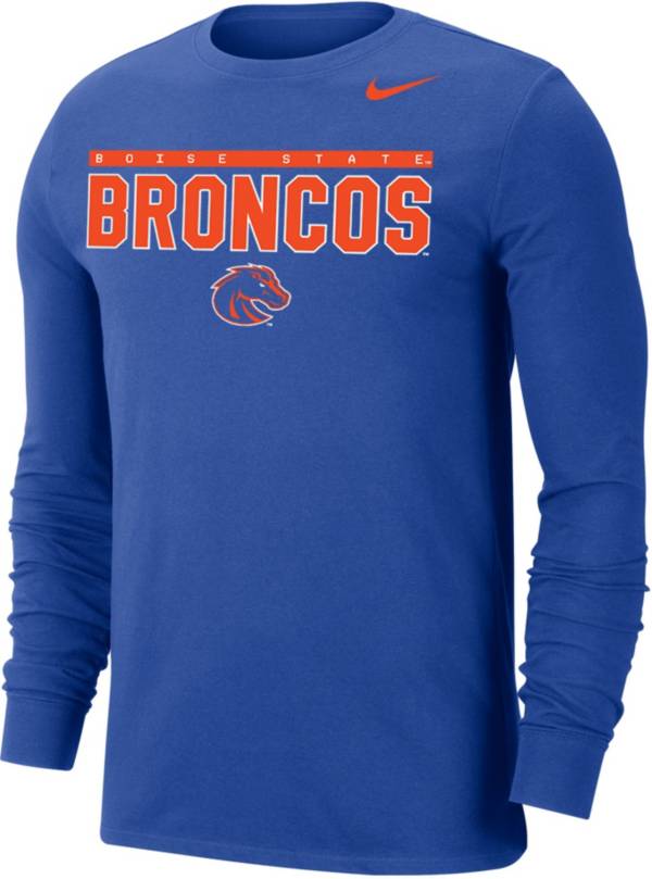 Nike Men's Boise State Broncos Blue Dri-FIT Cotton Long Sleeve T-Shirt product image