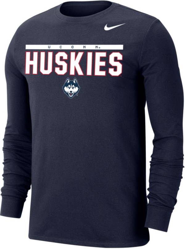 Nike Men's UConn Huskies Blue Dri-FIT Cotton Long Sleeve T-Shirt