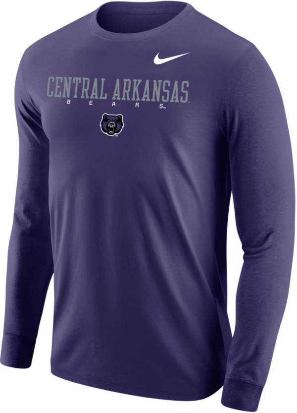 Nike Men's Central Arkansas Bears Purple Core Cotton Graphic Long Sleeve T-Shirt