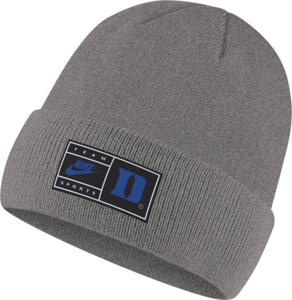 Nike Men's Duke Blue Devils Grey Cuffed Knit Beanie