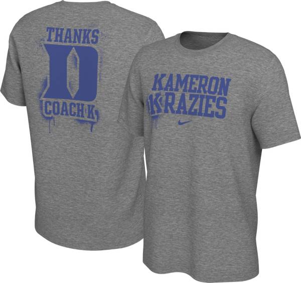 Nike Men's Duke Blue Devils Grey ‘Kameron Krazies' Coach K Retirement T-Shirt