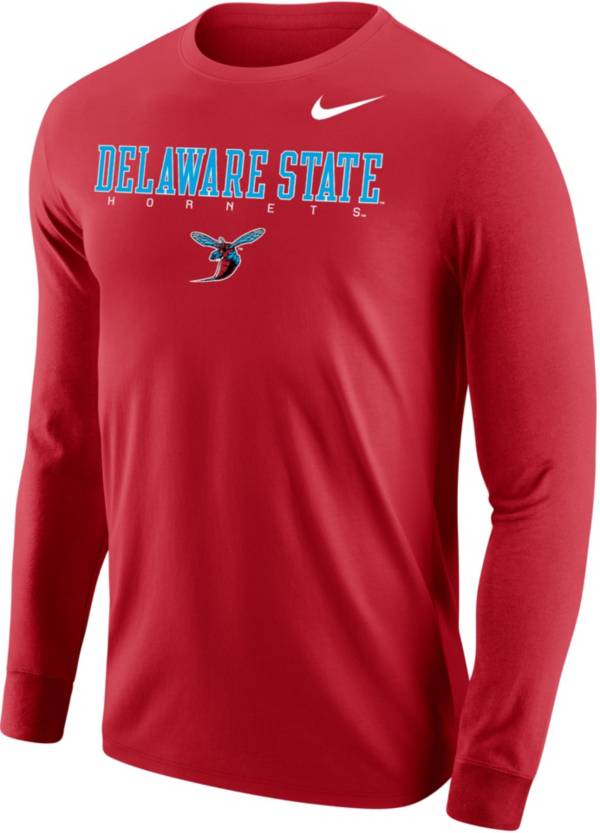 Nike Men's Delaware State Hornets Red Core Cotton Graphic Long Sleeve T-Shirt